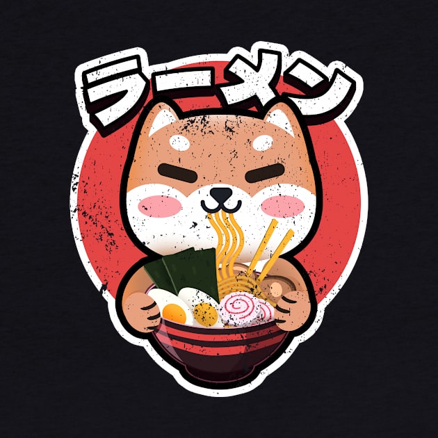 Cute Shiba inu Eating Ramen Kawaii Retro Vintage 90s Vibes by alpha96